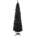 Homcom 7' Artificial Pencil Christmas Tree, Slim Xmas Tree With 499 Realistic Branch Tips And Plastic Stand, Black Black Plastic