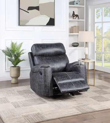 Hirah Motion Glider Recliner, Dark Gray Polish Microfiber Lv02572 Dark Gray Upholstered