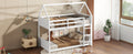 Twin Over Twin House Floor Bunk Bed With Headboards, Footboards And Guardrails, Ladder, Rubber Wood Bunk Bed With Safety Guardrails,White Twin White Rubber Wood