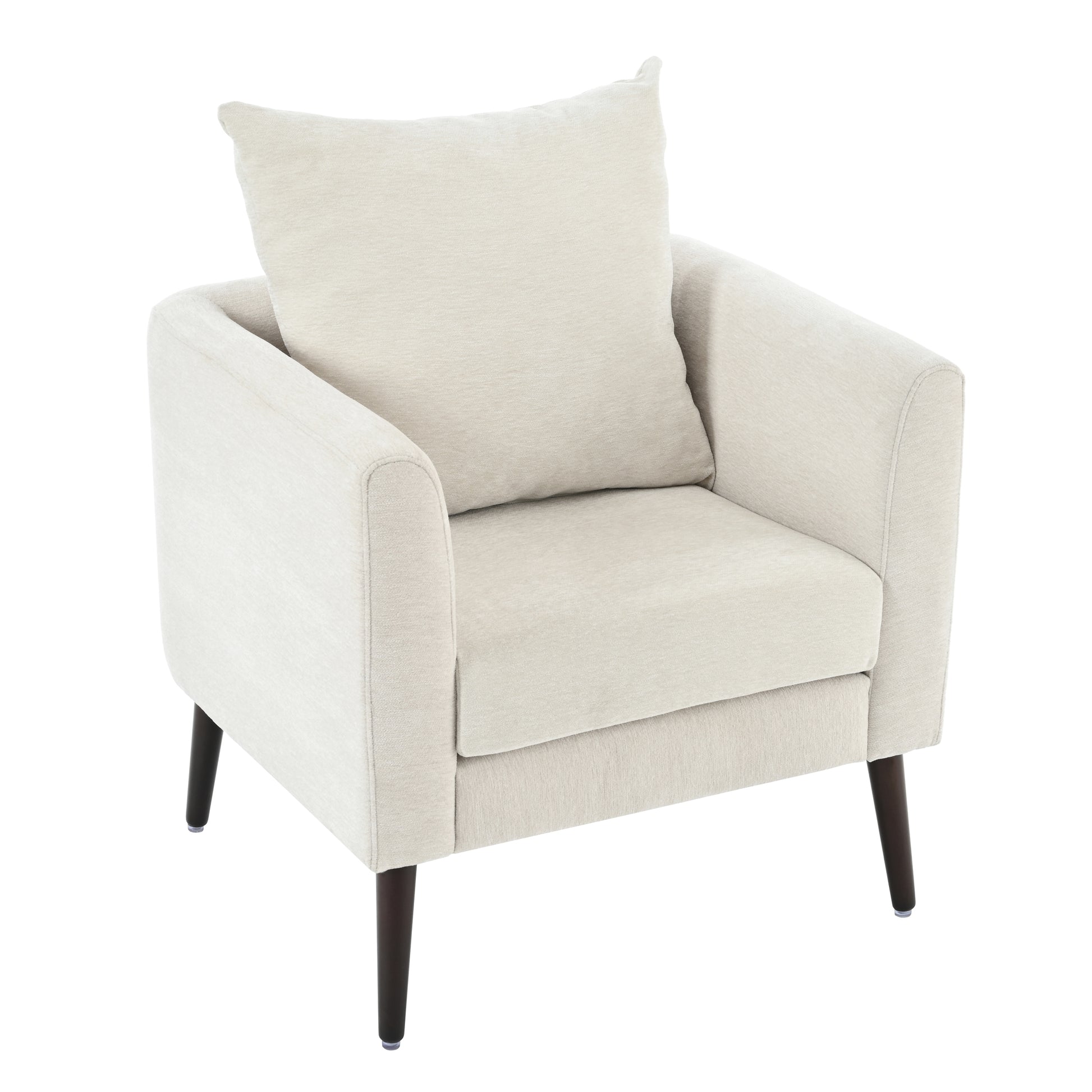 Barrel Chair, Chenille Accent Chair, Fabric Armchair Club Chair,Upholstered Arm Chair With Solid Wood Legs,Waist Pillow,Padded Single Chair For Living Room Bedroom Study Waiting Room,Beige Beige Light Brown Primary Living Space Modern Rubberwood Foam