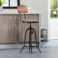 Bar Stool Natural Black Mdf Metal