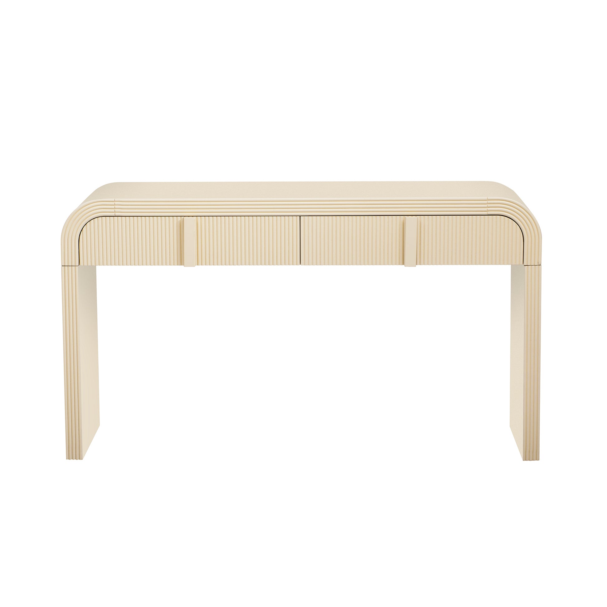 Unique Modern Rounded And Smooth Surface Console Table With 2 Drawers For Living Room And Entryway Apricot Cream Apricot Cream Primary Living Space Drawers Glossy Mdf