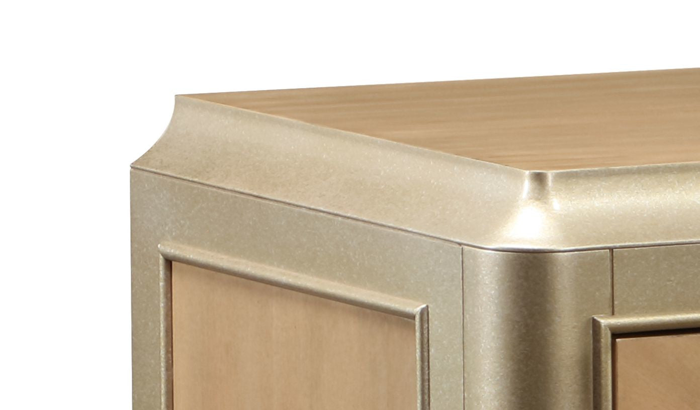 Dodie Console Cabinet, Oak Sunburst Pattern & Taupe Champaign Finish Ac02504 Oak Wood