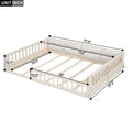 Wood Full Size Upholstered Platform Bed With Guardrail And Pillow, Beige Box Spring Not Required Full Beige Wood Bed Frame Solid Wood Mdf