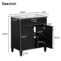 30 Inch Bathroom Vanity With Ceramic Basin, Soft Close Door And Adjustable Shelves Black Bathroom Solid Wood Mdf