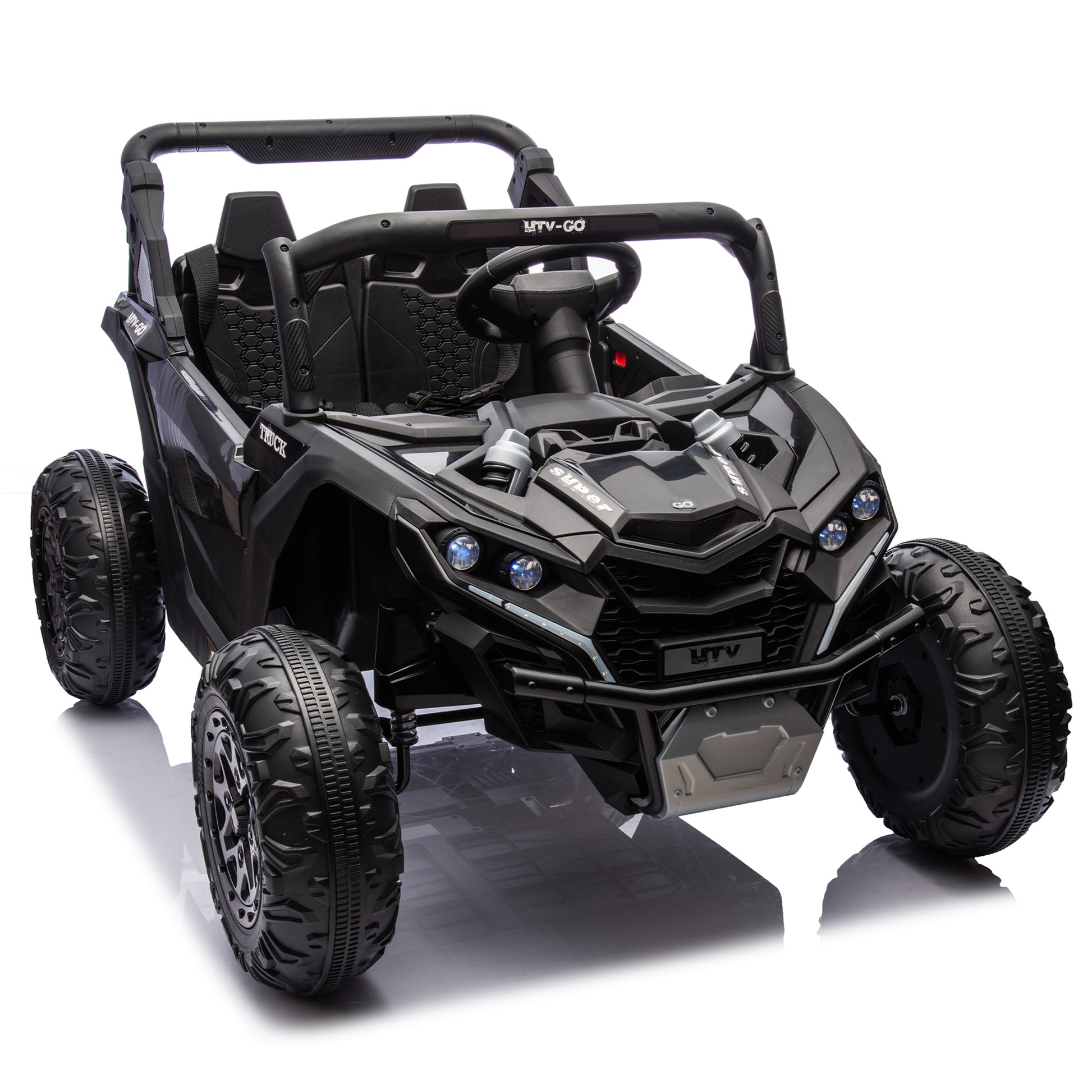 24V Two Seater Kids Ride On Utv W Parents Remote Control,Four Wheel Suspension,Slow Start,Large Wheel Design,Anti Collision Bar,Storage Space,Music,Usb,Bluetooth,Volume Control,Led Lights For Kids 3