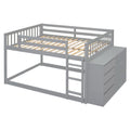 Full Over Full Bunk Bed With 4 Drawers And 3 Shelves Gray Full Gray Solid Wood