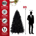 9Ft Pre Lit Black Christmas Tree, Full Halloween Xmas Artificial Tree 3176 Branch Tips, 750 Lights, Metal Hinges, Foldable Base, Holiday Decoration Black Black Polyethylene