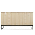 Rattan 4 Door Sideboardsideboard Buffet Storage Cabinet,Accent Storage Cabinetlarge Cabinet With 4 Rattan Decorated Doors For Living Room Dining Room Natural Particle Board Mdf