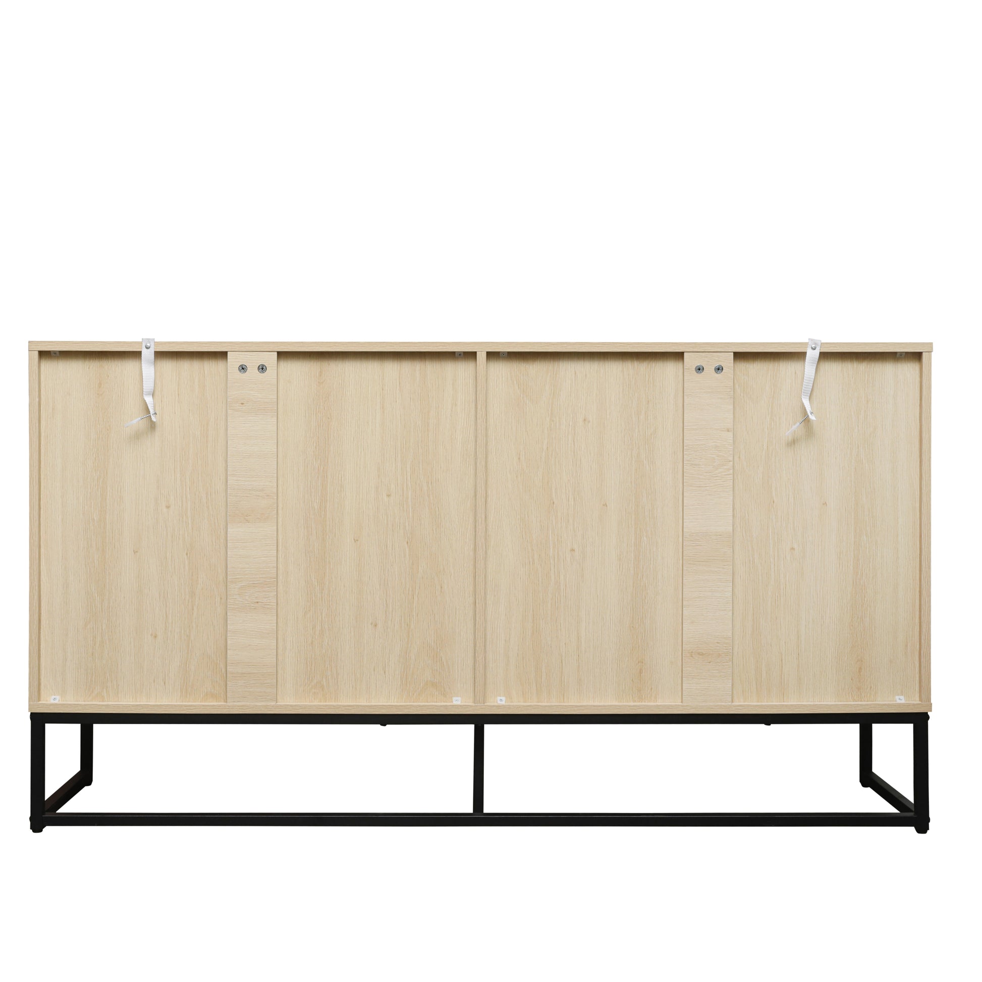 Rattan 4 Door Sideboardsideboard Buffet Storage Cabinet,Accent Storage Cabinetlarge Cabinet With 4 Rattan Decorated Doors For Living Room Dining Room Natural Particle Board Mdf
