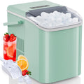 Countertop Ice Maker Machine Self Cleaning, Fast Making 9 Ice Cubes In 6 Minutes, 26.5Lbs 24Hrs, 2 Sizes Bullet Ice, Portable Ice Machine With Ice Scoop, Basket And Handle, Green Green Plastic