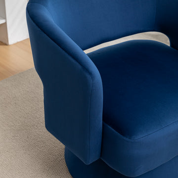 Swivel Barrel Chair, Velvet Accent Armchair 360 Degree Swivel Club Chair For Living Room Bedroom Reception Room Blue Foam Velvet