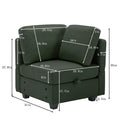 L Shaped Modular Sectional Corner Sofa Couch, 6 Seat Modular Sectional Sofa With Chaise For Living Room, Adjustable Arms And Backs Green Green Polyester 6 Seat