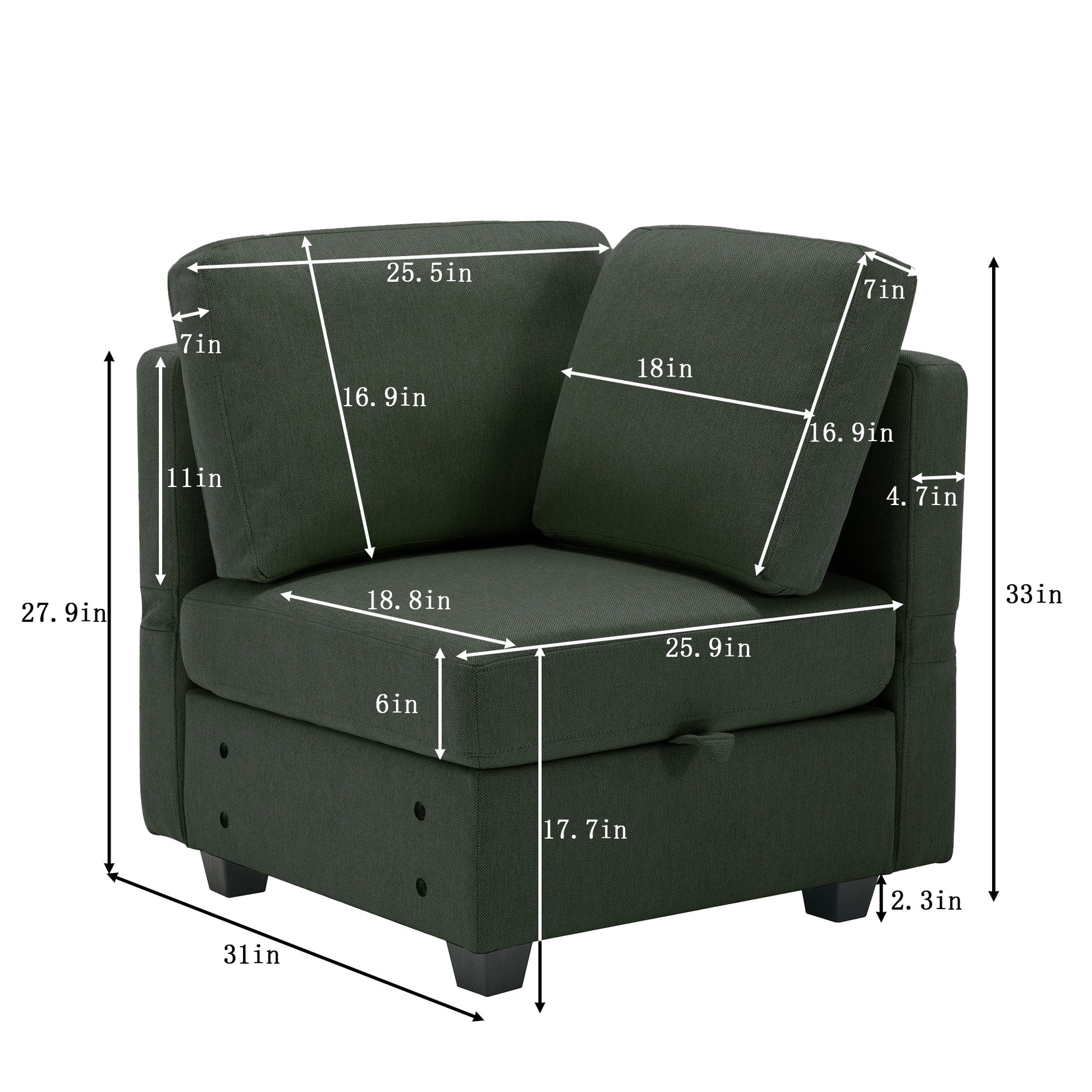 Fabric Modern Modular Sofa Couch With Storage Seats Modular Sectional Sofa 4 Seater Modular Couch For Living Room Green Green Polyester 4 Seat