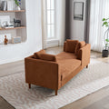 77.95'' Wide Modern Double Sided Upholstered Chaise Lounge Indoor,Chenille Fabric Sleeper Sofa Couch With 4 Throw Pillows, Daybed With Rubberwood Legs For Living Room, Bedroom, Apartment,Caramel