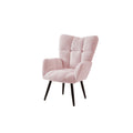 Modern Single Sofa Armchair With High Backrest Comfy Reading Chair For Small Spaces Living Room Bedroom Apartment Color:Pink Pink Teddy
