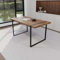 Mdf Natural Wood Dining Table And Modern Dining Chair 4 Piece Set, Medieval Wooden Kitchen Dining Table Set, Rectangular Metal Base, Dining Table And Suede Chair Brown Green Mdf