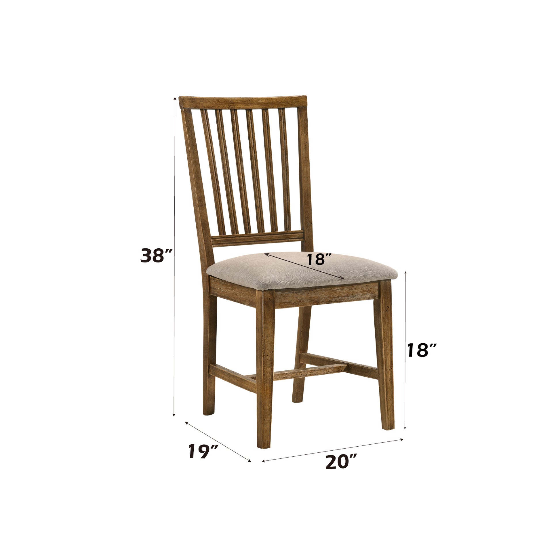 Wallace Ii Tan Linen & Weathered Oak Finish Side Chair Set Of 2 Oak,Tan Linen,Synthetic Wood
