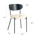 Modern Grey Simple Pu Dining Chair Upholstered Chair Family Bedroom Stool Back Dressing, White Round Table Set, Bentwood Covered With Ash Veneer Chair Back, Chair Black Metal Legs Set Of 5 White Mdf