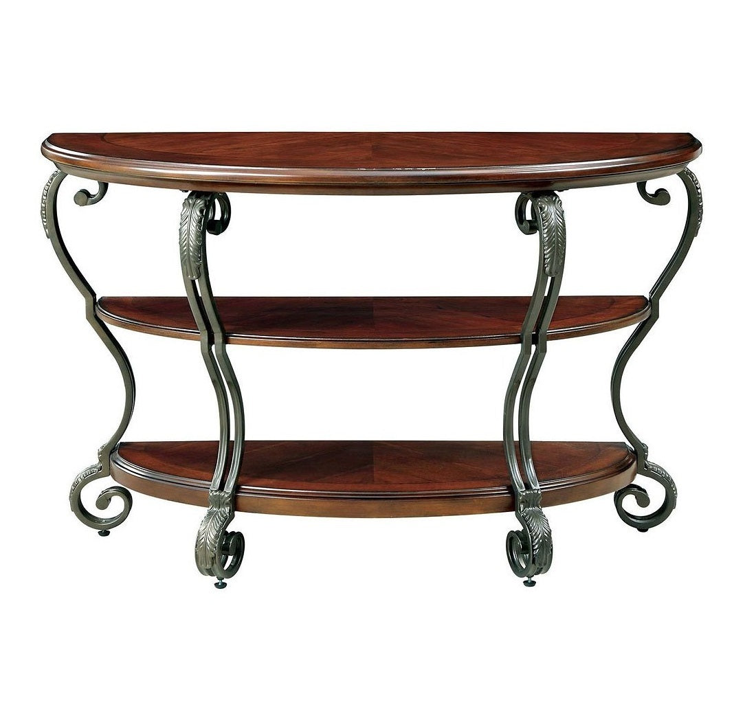 Traditional Style Brown Cherry 1Pc Sofa Table Open Bottom Shelf Ornate Design Living Room Furniture Brown Multi Primary Living Space Classic,Contemporary,Ornate Traditional,Traditional Open Storage Coffee & End Tables Solid Wood