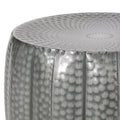 Metal Drum End Table Antique Silver Primary Living Space Contemporary Coffee & End Tables Iron