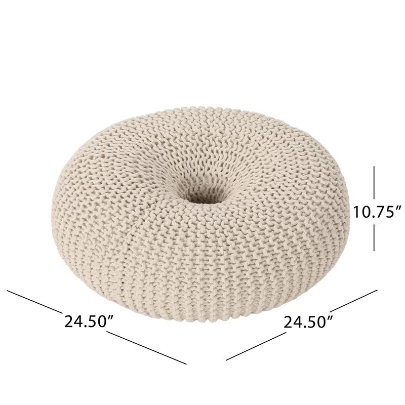 Knited Pouf Beige Cotton