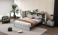 Full Size Platform Bed With Storage Headboard And Lockers, Gray Full Box Spring Not Required Gray Wood Bedroom Solid Wood Mdf