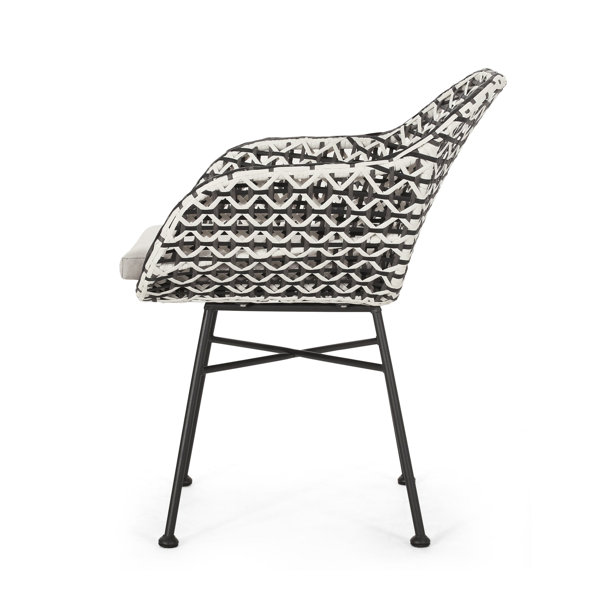 Herbert Chair Black Pe Rattan Iron Waterproof Fabric