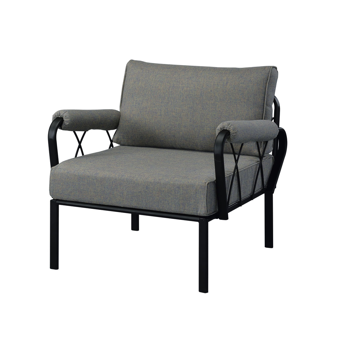 Grey And Black Patio Arm Chair With Loose Back Yes Grey Black Garden & Outdoor Modern Wood Fabric