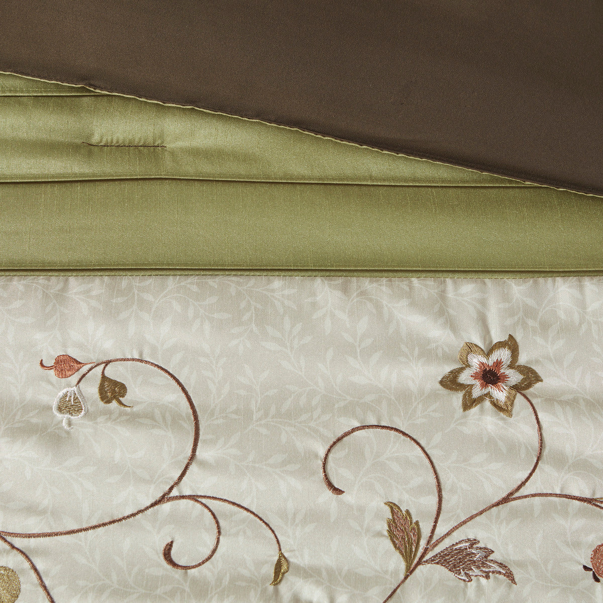 Embroidered 7 Piece Comforter Set Green King King Green Polyester