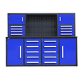 7' Garage Storage Cabinet With Workbench 18 Drawers & 4 Cabinets & Pegboard Blue Steel