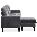 Modern Design Chenille 3 Seat L Shape Sectional Sofa With Storage Chaise For Apartment, Studio, Office,Living Room,L Shape Dark Grey Dark Gray Chenille Metal Primary Living Space Soft Modern Foam