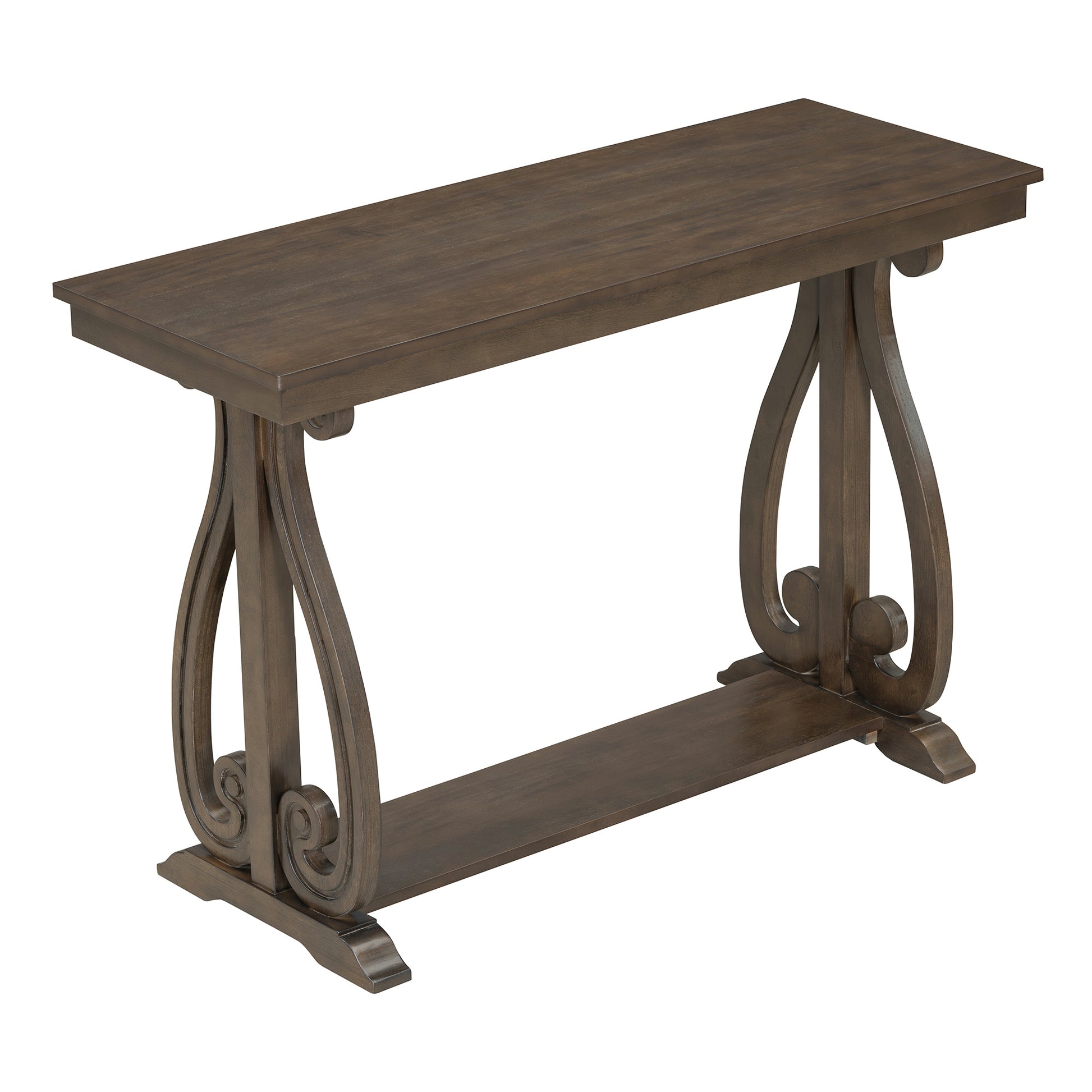 48 Inch Rustic Vintage Console Tablefarmhouse Style Entryway Table With Open Shelf And Sturdy Construction For Entryway And Living Room Walnut Walnut Distressed Finish Primary Living Space Antique,Rustic,Vintage Open Storage Console Tables Brushed