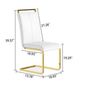 A Set Of 4 Artificial Leather Dining Chairs, Featuring An Arched Chair Design And Paired With Stainless Steel Legs. Gold White Pu Leather