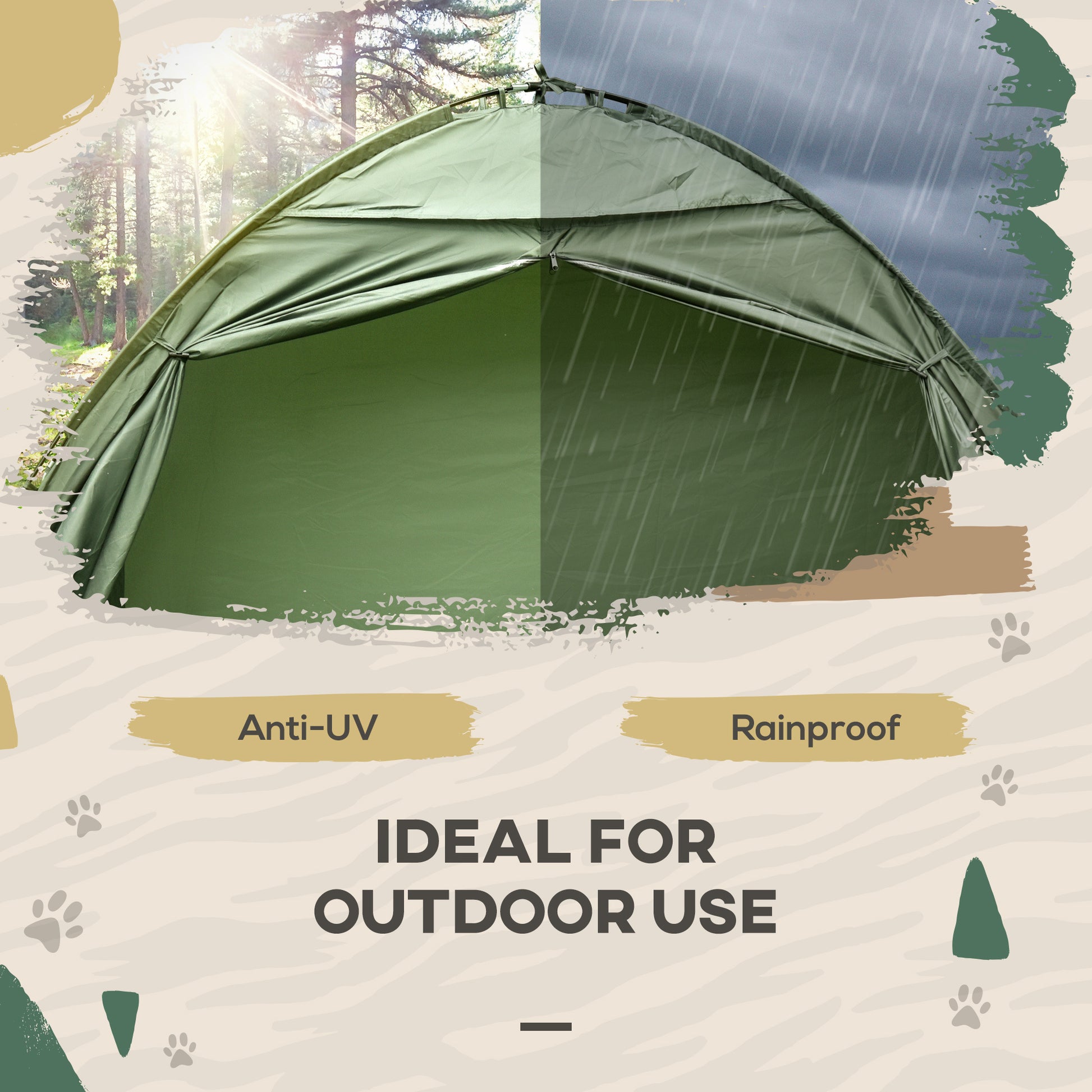 Outsunny Camping Tent Cot, Single Person Folding Cot Combo, Off Ground Tent, Covered Outdoor Bed With Carry Bag For Hiking, Camping Green Polyester