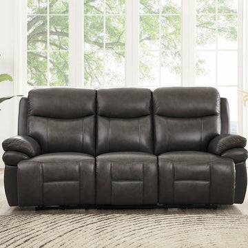 Springdale Power Headrest Zero Gravity Reclining Sofa Gray Memory Foam Genuine Leather 3 Seat