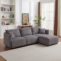 Multi Module Combination Style Sofa For Living Room, Bedroom And Other Lounge Spaces, Modern Minimalist Corduroy Combination Sofa With 2 Comfort Cushions With Usb & C Charging Ports,Gray,Two Sets Gray Foam Fabric 8 Seat