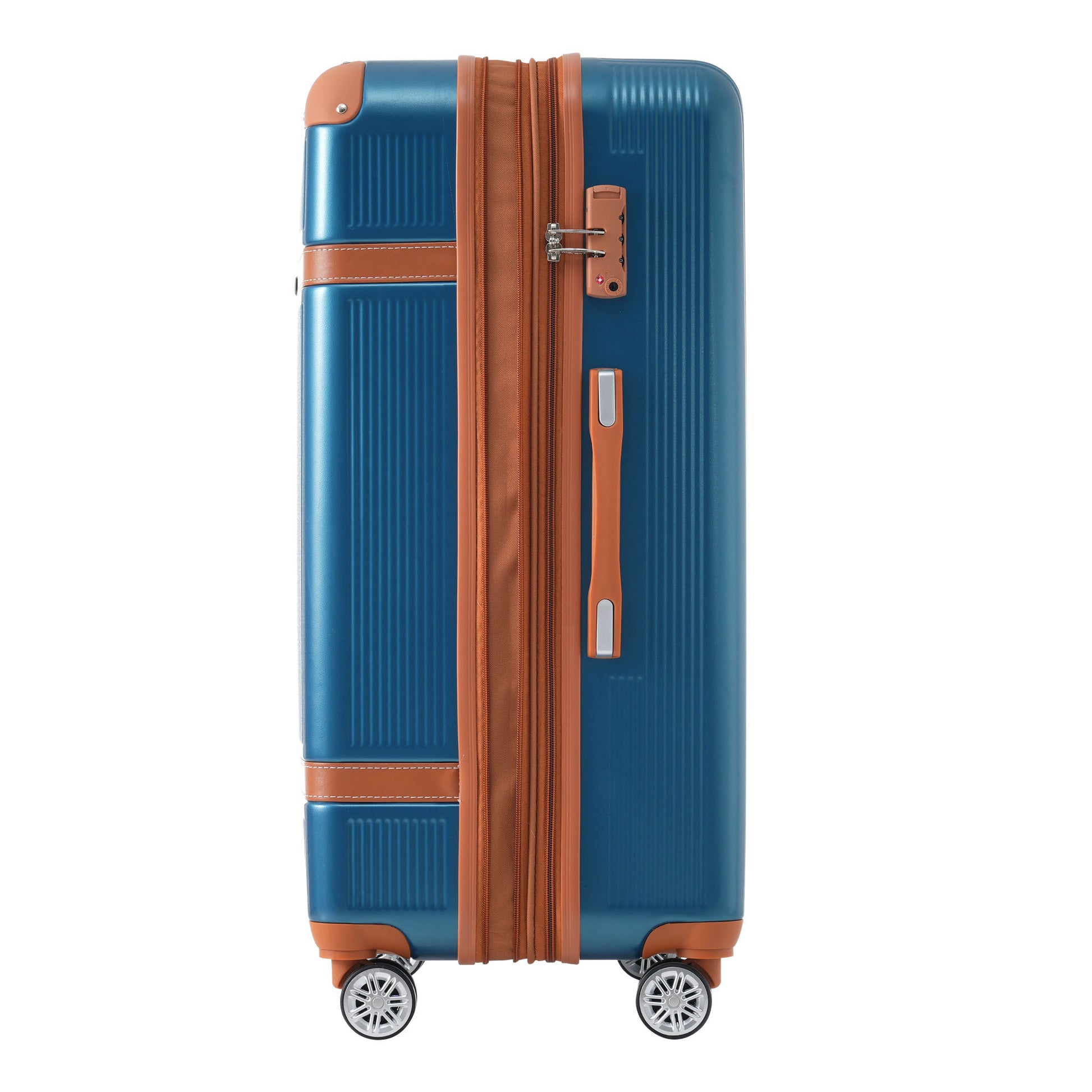 Hardshell Luggage Sets 3 Piece Double Spinner 8 Wheels Suitcase With Tsa Lock Lightweight 20''24''28'' Blue Abs