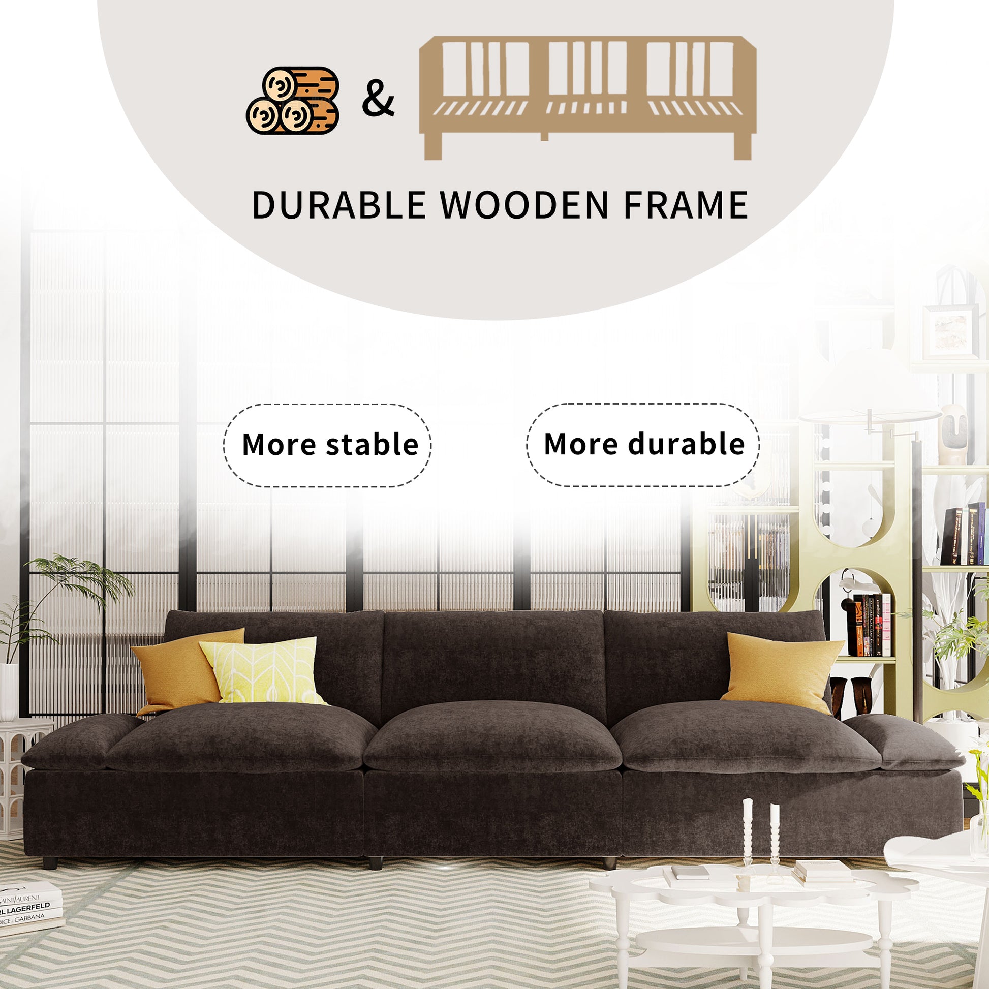 119.5'' 3 Seater Sofa With 2 Storage Unitsfor Living Room, Office, Apartment Gray Polyester 3 Seat