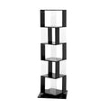 5 Tier Rotating Bookshelf, Floor Rack Simple Bookcase With Acrylic Plate Student Multi Function Creative Bookshelf For Living Room With Anti Toppling Base Black Particle Board