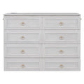 Full Size Murphy Bed With Large Drawers,White Full White Plywood