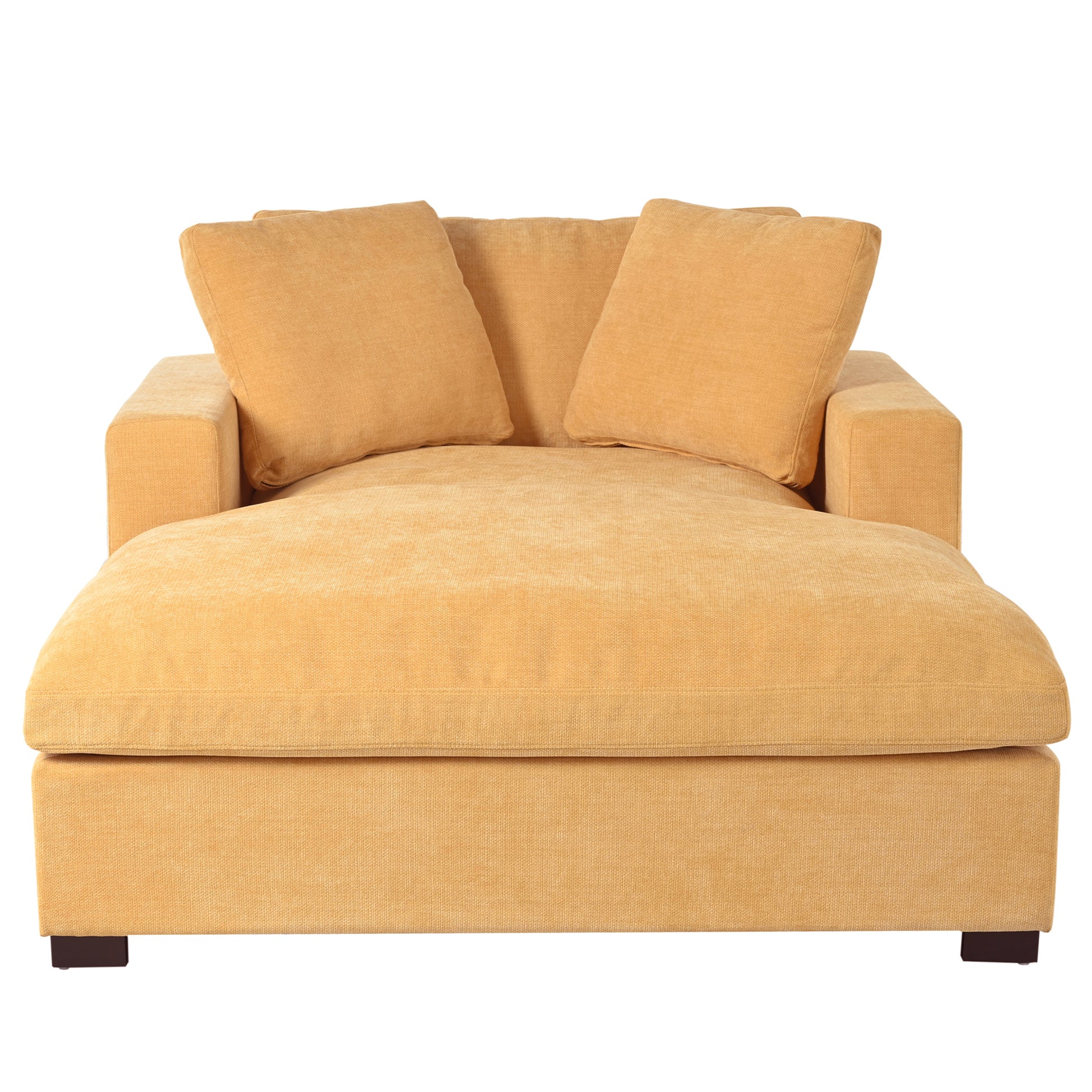 Mirod 53.5''*70.9'' Oversized Chaise, Lounge Chair Classic Design, Soft Fabric, Easy Assembly, Durable Frame With Solid Wood Legs Yellow Polyester 1 Seat