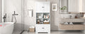 Tall And Wide Bathroom Floor Storage Cabinet, Bathroom Storage Unit, Freestanding Cabinet With 4 Doors, Adjustable Shelves, Open Multi Layer Shelves, White White Mdf