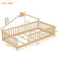 Twin House Shaped Bedside Floor Bed With Guardrails, Slats, Without Door ,Natural Twin Natural American Design Pine