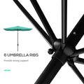 Outsunny 6.5' X 10' Rectangular Market Umbrella, Patio Outdoor Table Umbrella With Crank And Push Button Tilt, Teal Green Steel