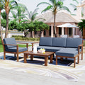 Multi Person Sofa Set With A Small Table, Suitable For Gardens, Backyards, And Balconies. Gray Acacia Wood