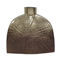 Pece 8 Inch Aluminum Decorative Vase, Webbed Design, Square Base, Gold Gold Aluminum
