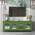 71 Inch Stylish Tv Cabinet,Entertainment Centertv Stand,Tvconsoletable, Media Console,Solidwood Frame,Changhong Glass Door,Metal Handle,Antique Green,For The Children'S Room,Bedroom Living Room Antique Green Primary Living Space 75 Inches 70 79 Inches