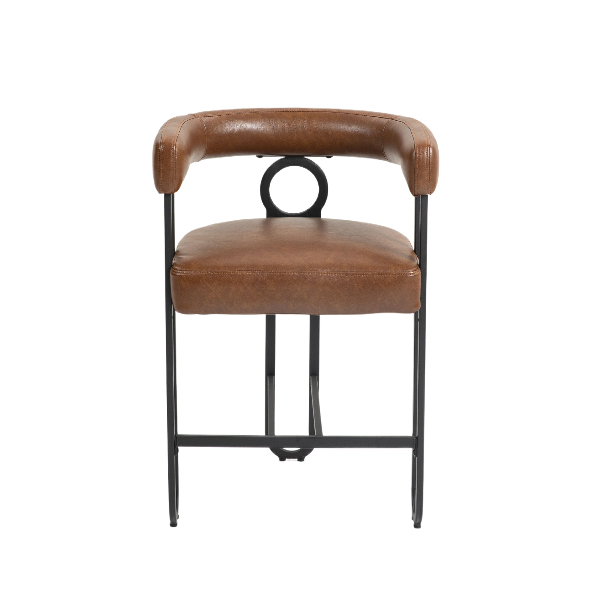 Coolmore Bar Stools Set Of 2, Modern Bar Stool With Back, Black Metal Frames, Upholstered Bar Stools For Kitchen Island, Pub, Club Light Brown Pu Light Brown Foam Pu Leather