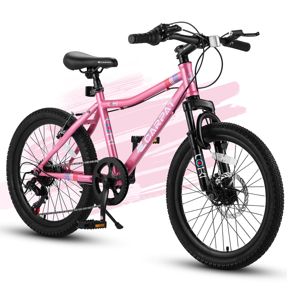 S20101 Ecarpat 20 Inch Kids Bike, Boys Girls Mountain Bike Ages 8 12, 7 Speed Teenager Children Kids' Bicycles, Front Suspension Disc U Brake, High Steel Frame Pink 200 Lbs & Over Classic Polyurethane Foam 9 To 12 Years Steel Outdoor